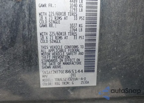 2016 Nissan Rogue Sl из США, поврежденный, VIN 5N1AT2MT7GC865144